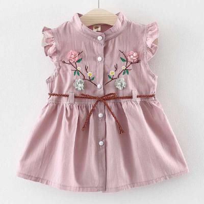 Girls Embroidery Plaid Sleeveless V Collar