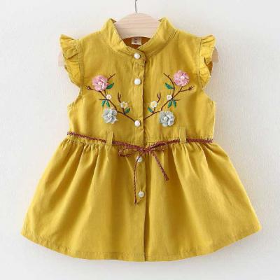 Girls Embroidery Plaid Sleeveless V Collar
