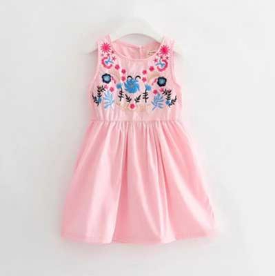 Embroidery Girls Cotton Comfortable Summer Dress